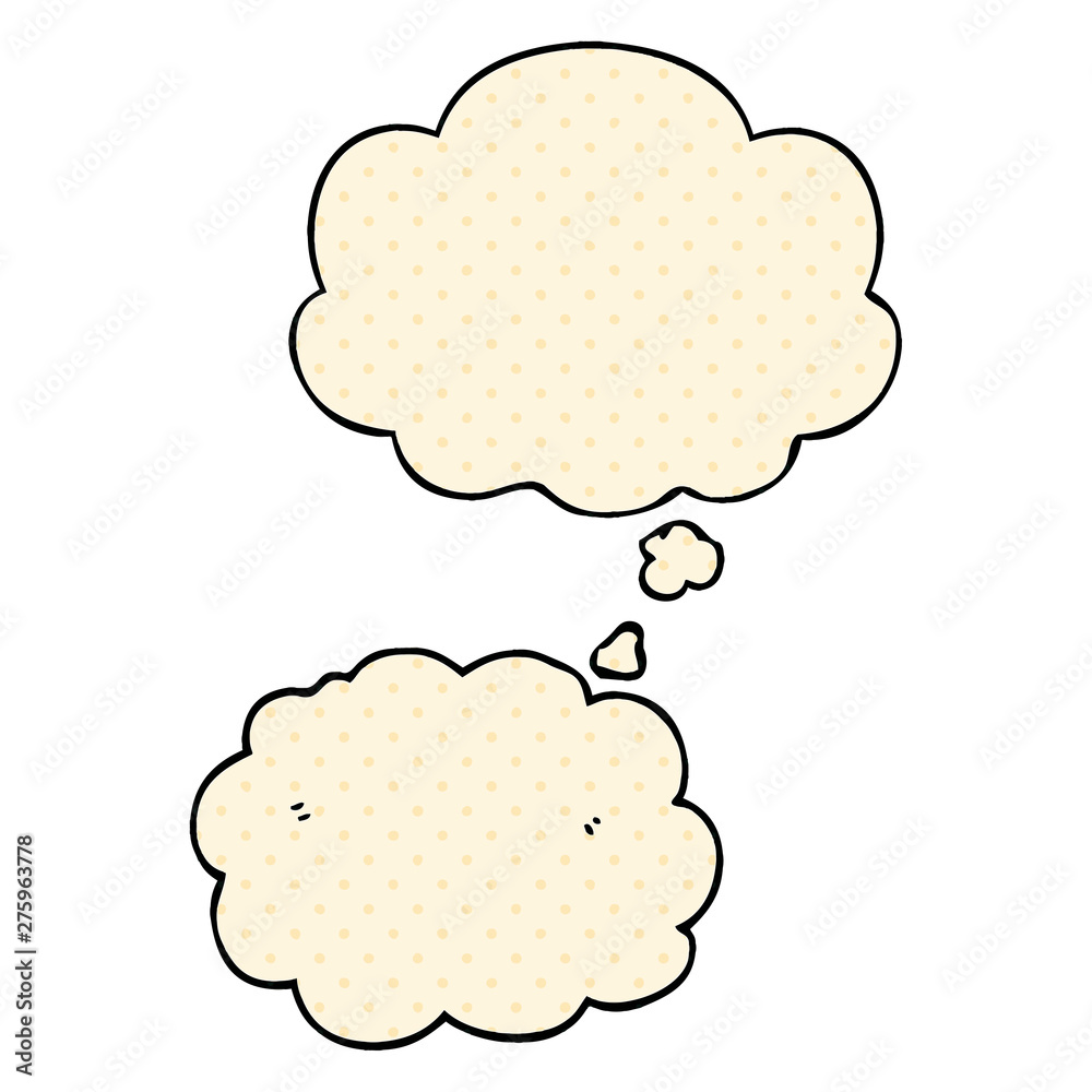 cartoon cloud and thought bubble in comic book style