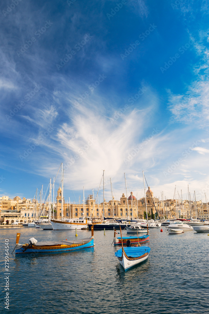 Fototapeta premium Vittoriosa Yacht Marina from Senglea Waterfront, Malta