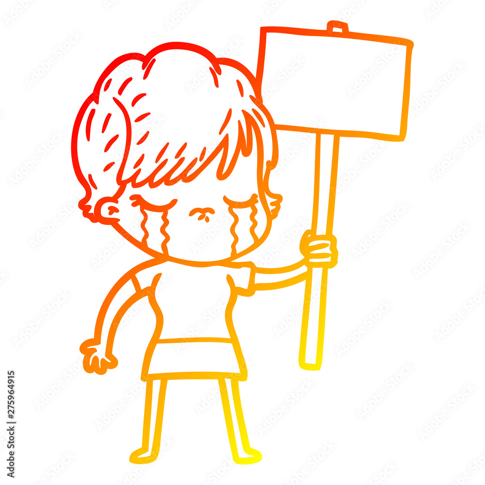 warm gradient line drawing cartoon woman crying warm gradient line drawing cartoon woman crying