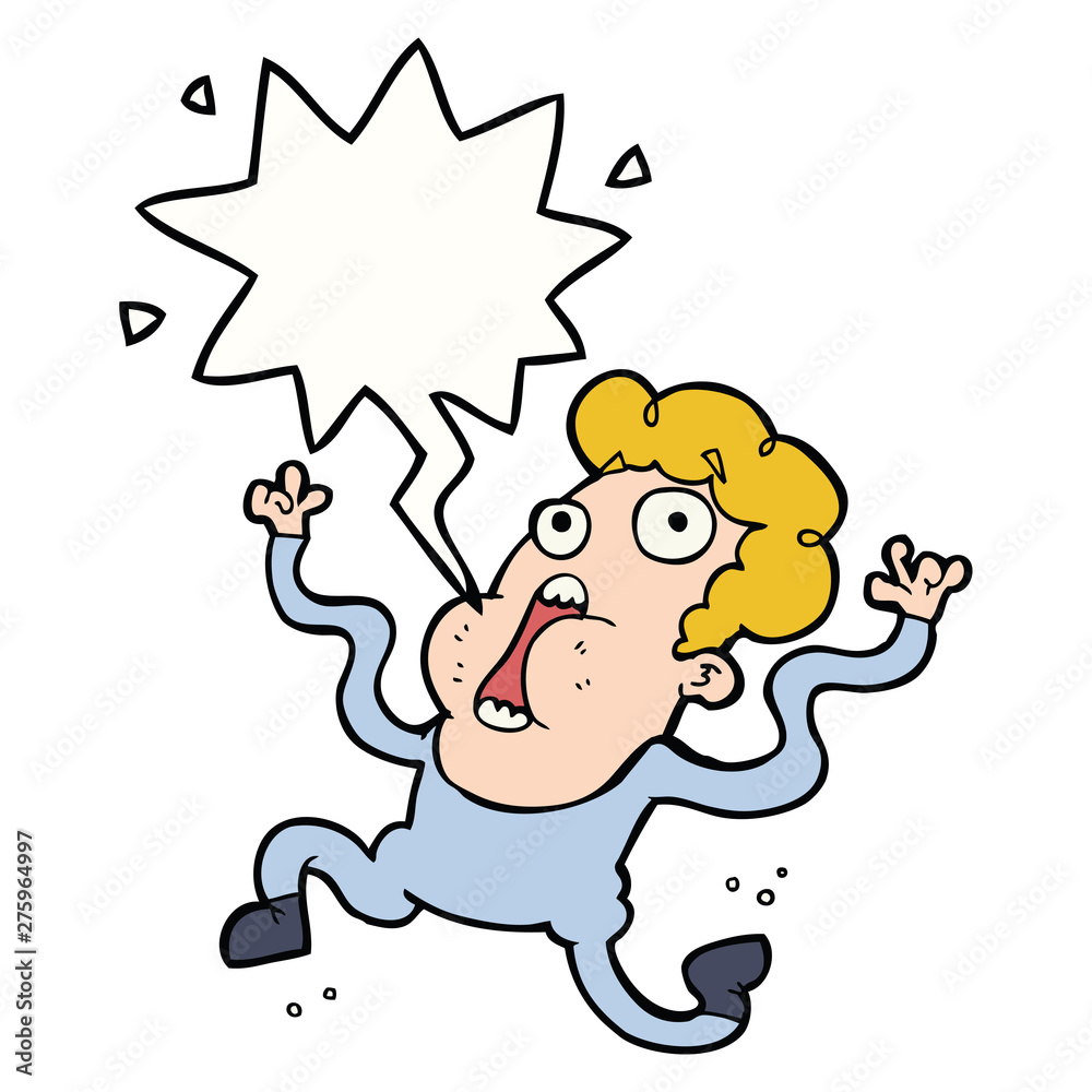 Fototapeta premium cartoon terrified man and speech bubble