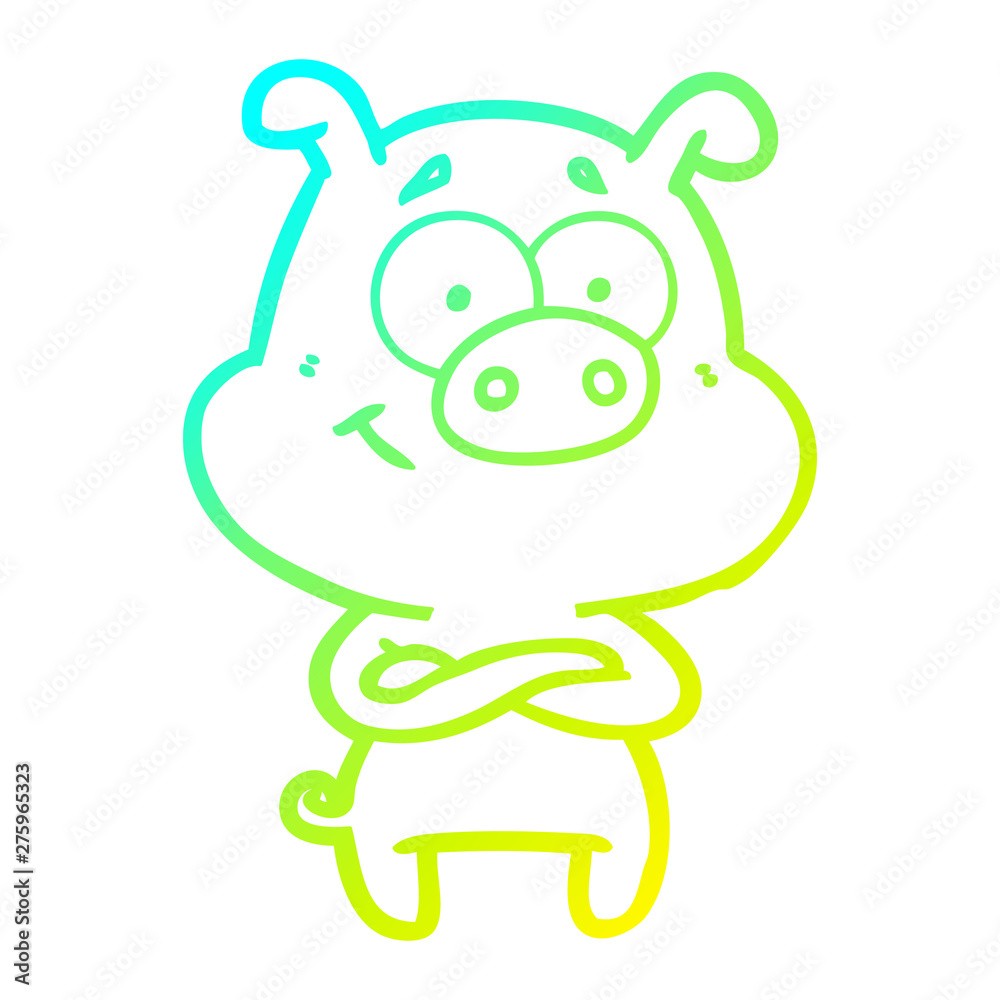 cold gradient line drawing happy cartoon pig cold gradient line drawing happy cartoon pig