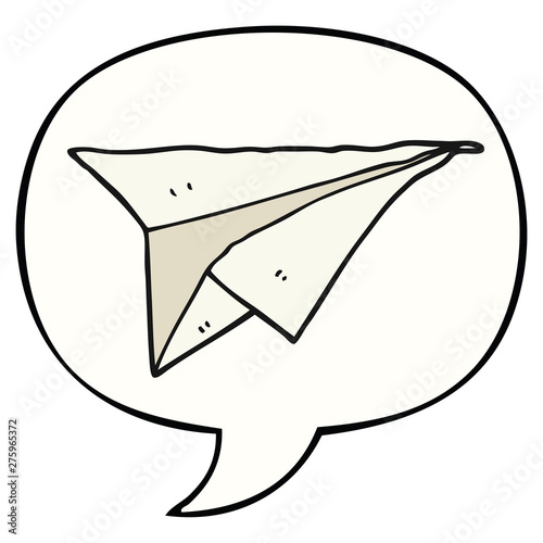cartoon paper airplane and speech bubble