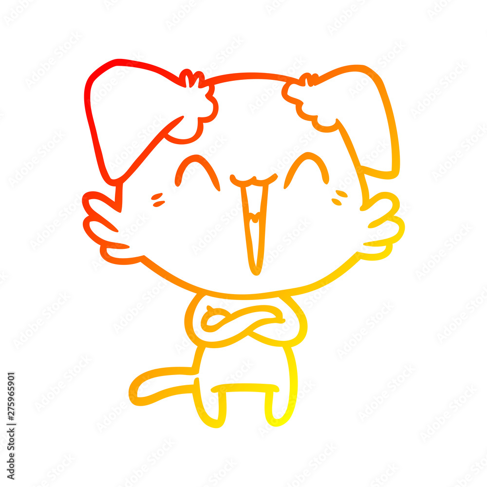 Obraz premium warm gradient line drawing happy little dog cartoon