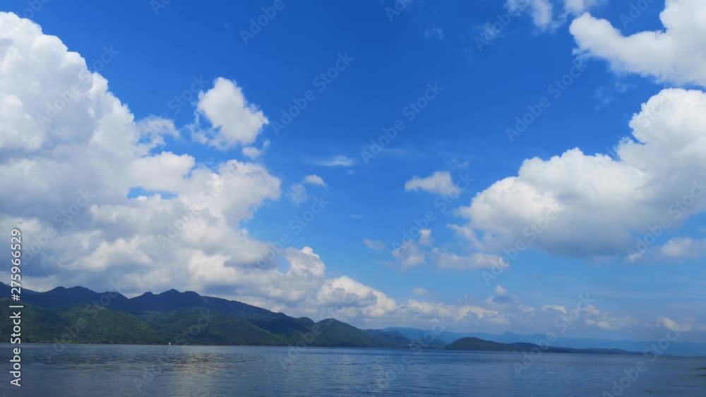 Landscape of the mountain and river with blue sky in the morning. View of the mountain with blue sky at Srinakarin Dam , Kanchanaburi province , Thailand. Landscape of the mountain and river with blue sky in the morning. View of the mountain with blue sky at Srinakarin Dam , Kanchanaburi province , Thailand.