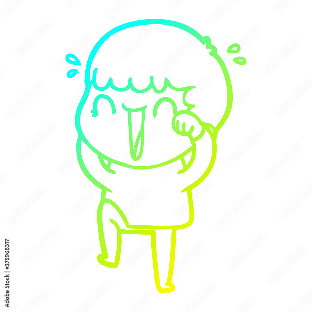 cold gradient line drawing laughing cartoon man cold gradient line drawing laughing cartoon man