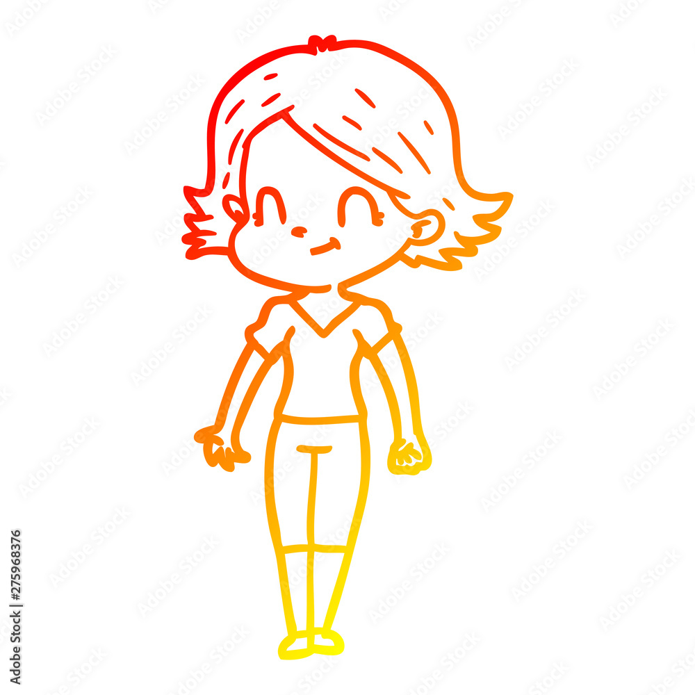 warm gradient line drawing cartoon friendly girl warm gradient line drawing cartoon friendly girl