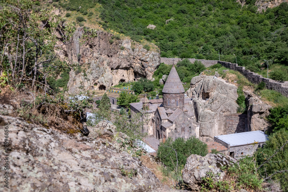 Geghard, 4th century Armenian Apostolic Church , Goght, Kotayk Province, Armenia. Monastery of Geghard and the Upper Azat Valley