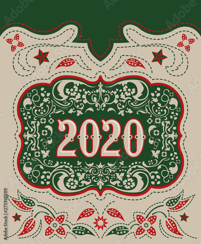 2020 Cowboy Belt buckle design, Western badge decorative background