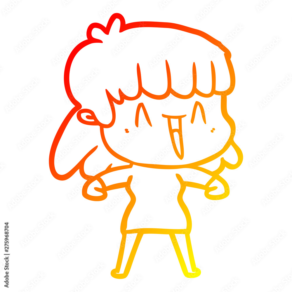 warm gradient line drawing cartoon woman warm gradient line drawing cartoon woman
