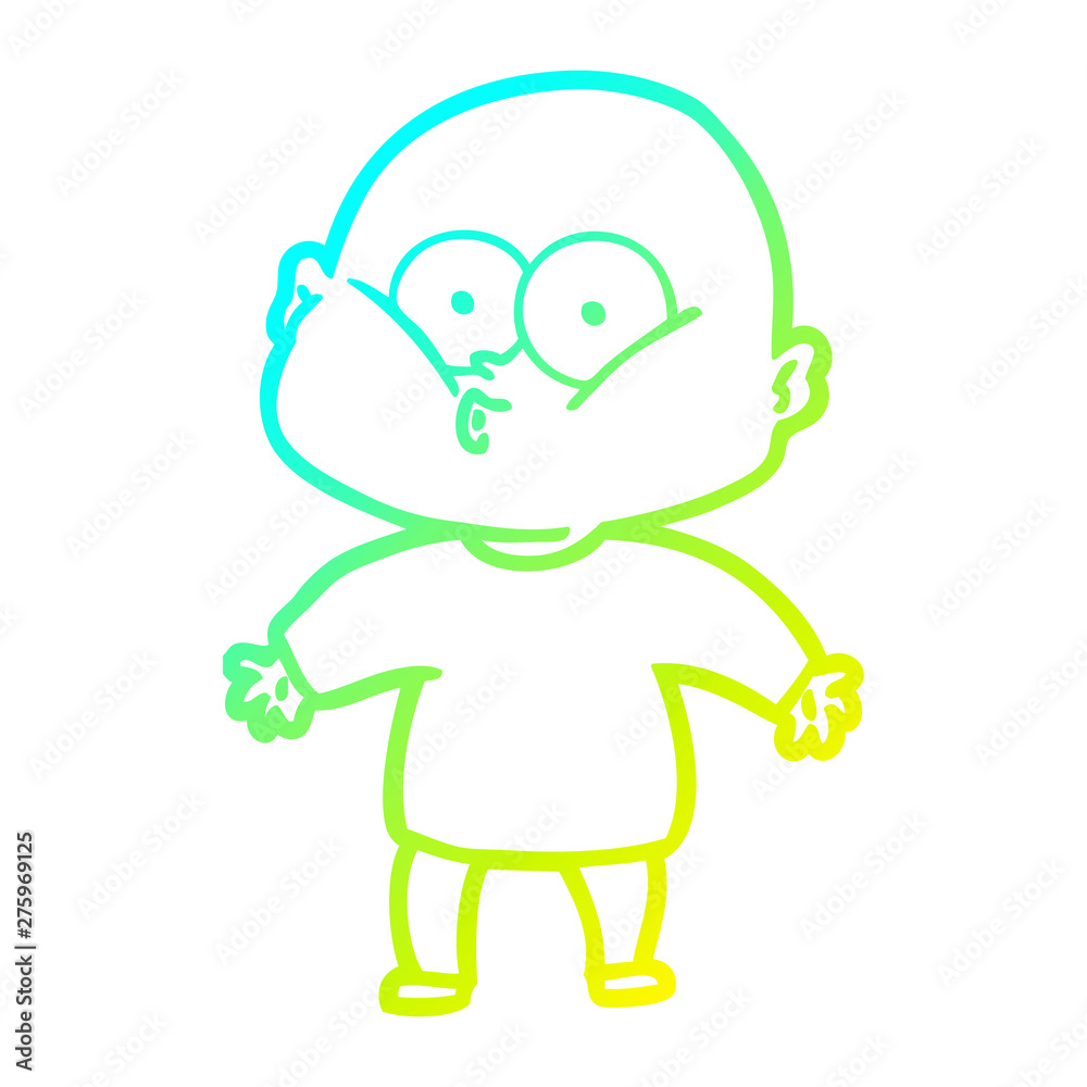 cold gradient line drawing cartoon bald man staring cold gradient line drawing cartoon bald man staring