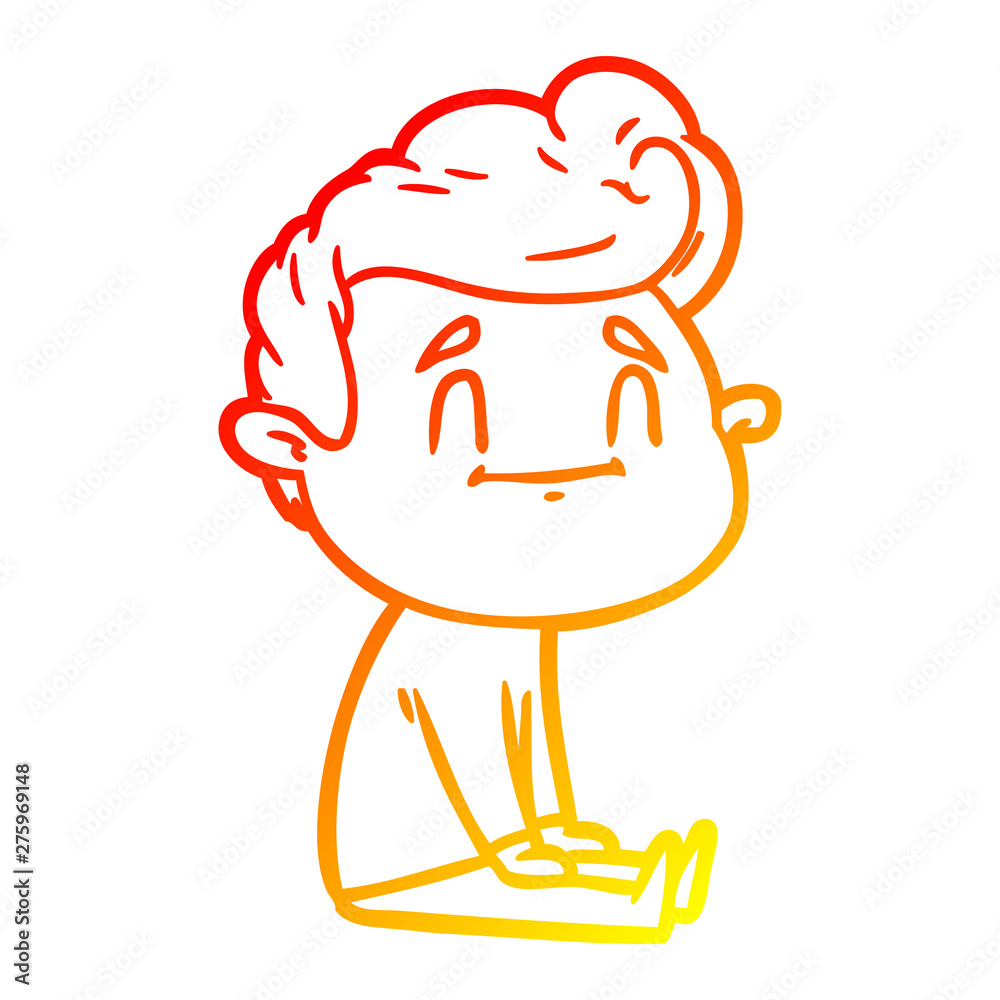 warm gradient line drawing happy cartoon man sitting on floor warm gradient line drawing happy cartoon man sitting on floor