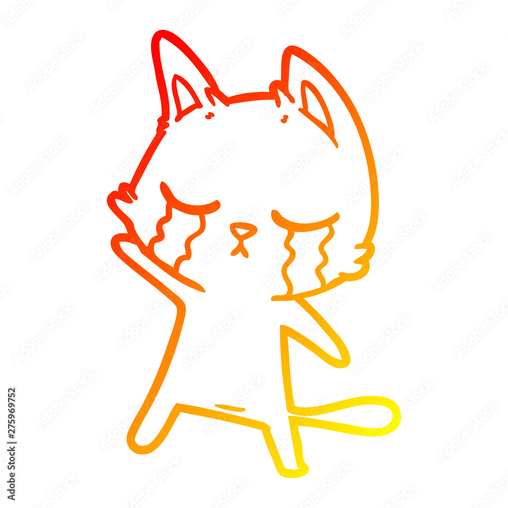 warm gradient line drawing crying cartoon cat warm gradient line drawing crying cartoon cat