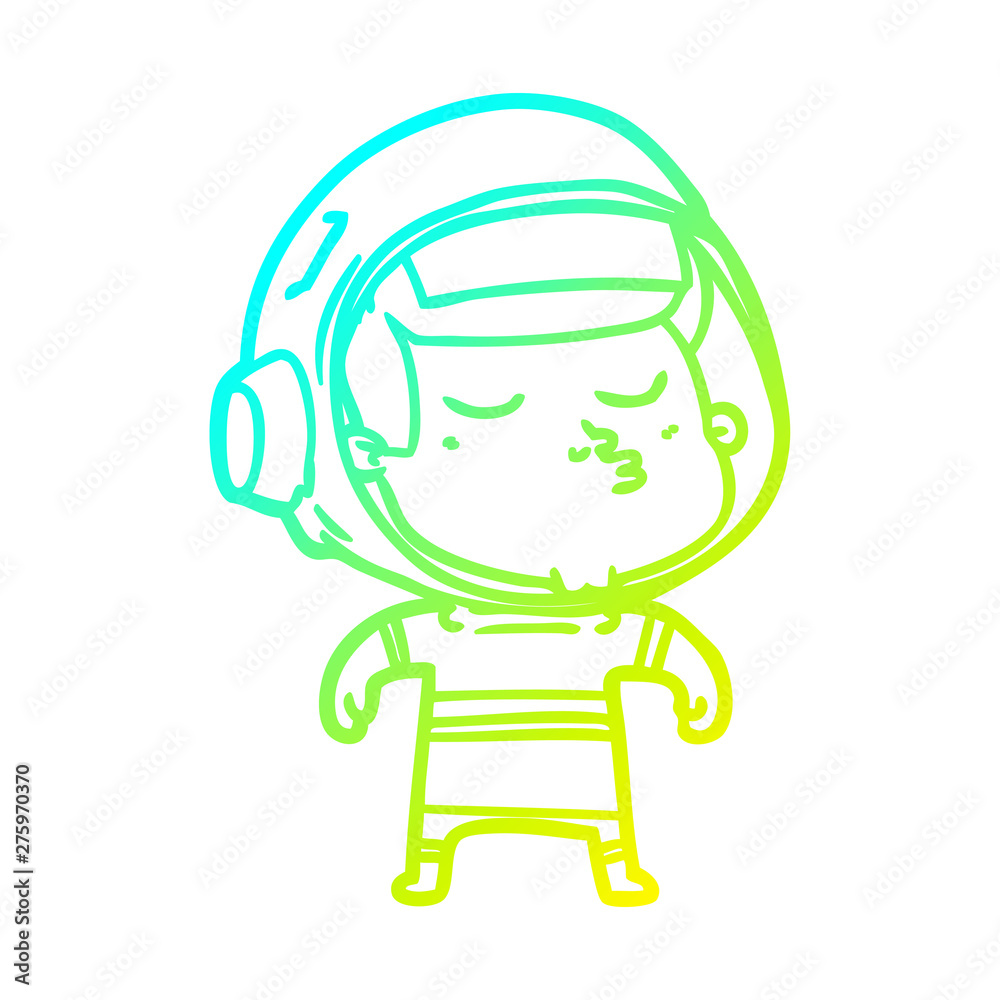 cold gradient line drawing cartoon confident astronaut cold gradient line drawing cartoon confident astronaut
