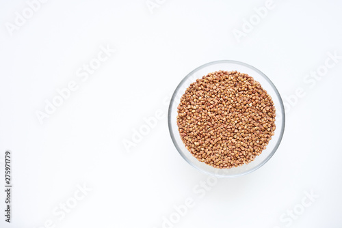 buckwheat in a bowl on a white background