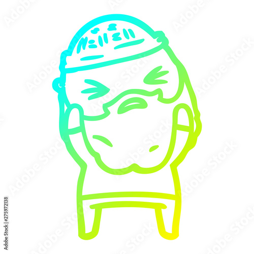 cold gradient line drawing cartoon man with beard