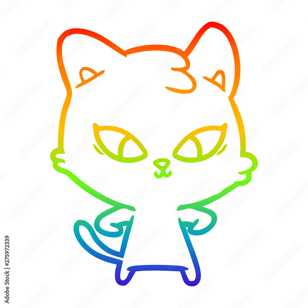 rainbow gradient line drawing cute cartoon cat rainbow gradient line drawing cute cartoon cat