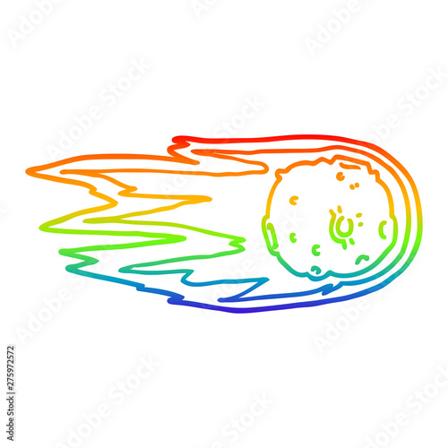rainbow gradient line drawing cartoon comet