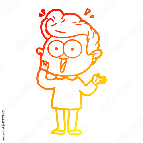 warm gradient line drawing cartoon staring man