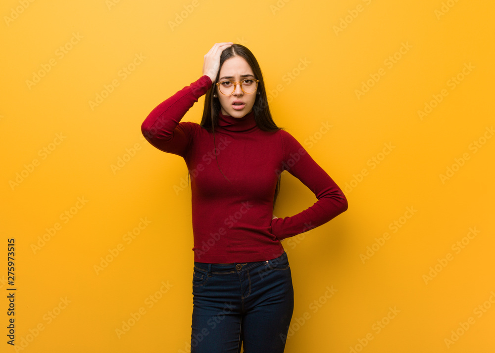 Intellectual young girl tired and very sleepy Intellectual young girl tired and very sleepy