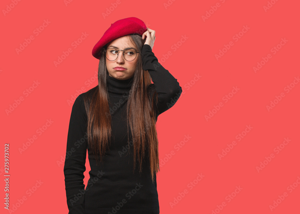 Young artist woman tired and very sleepy