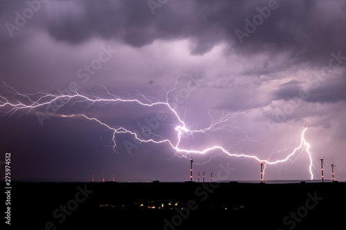 Lightning Strike over Windpark