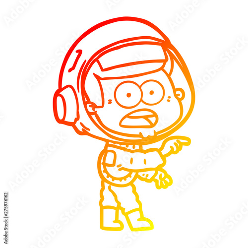 warm gradient line drawing cartoon surprised astronaut