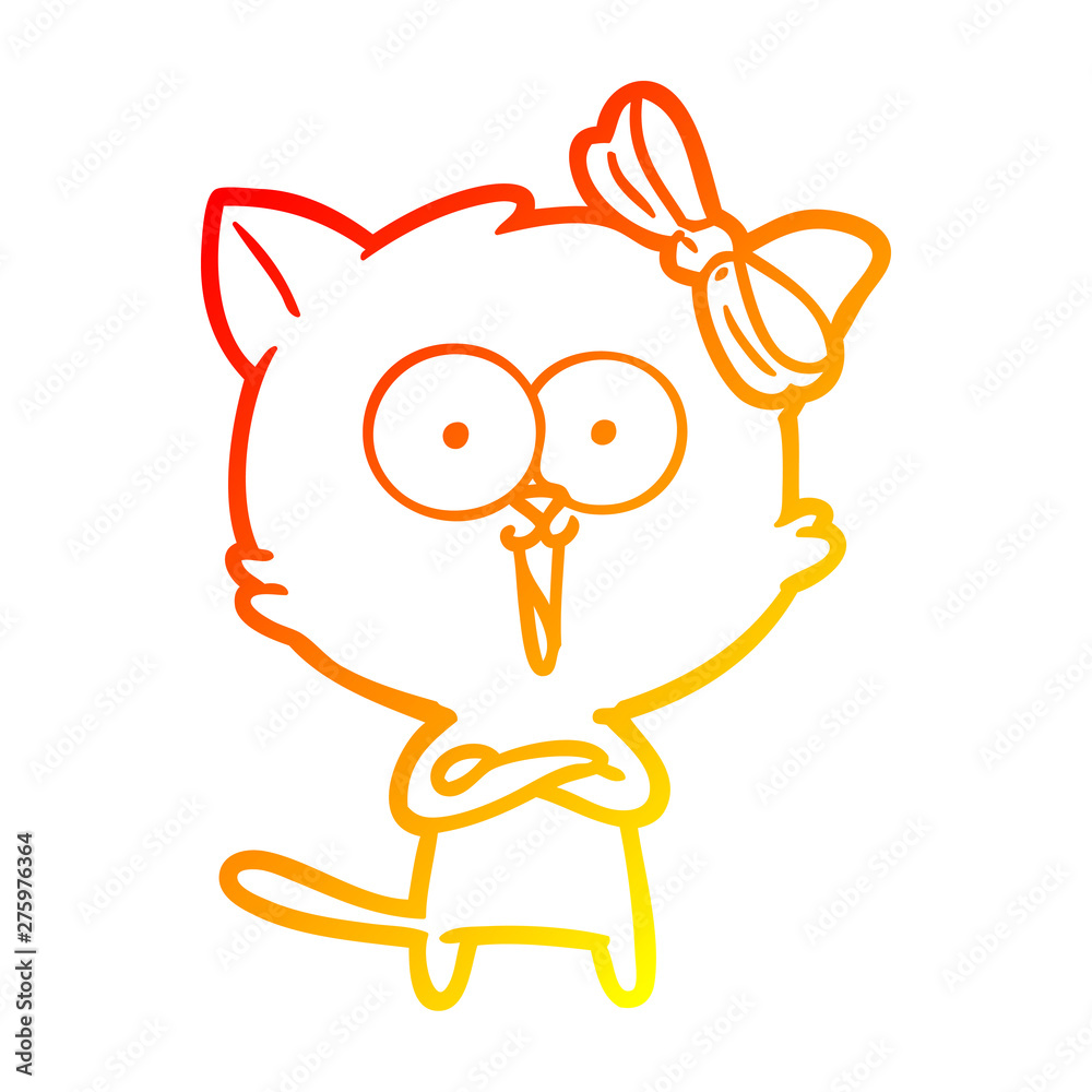 Obraz premium warm gradient line drawing cartoon cat