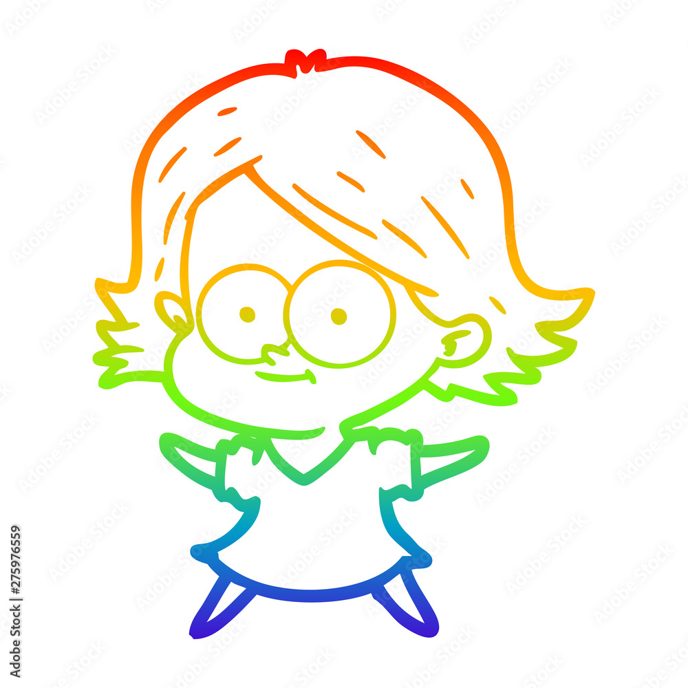 rainbow gradient line drawing happy cartoon girl rainbow gradient line drawing happy cartoon girl