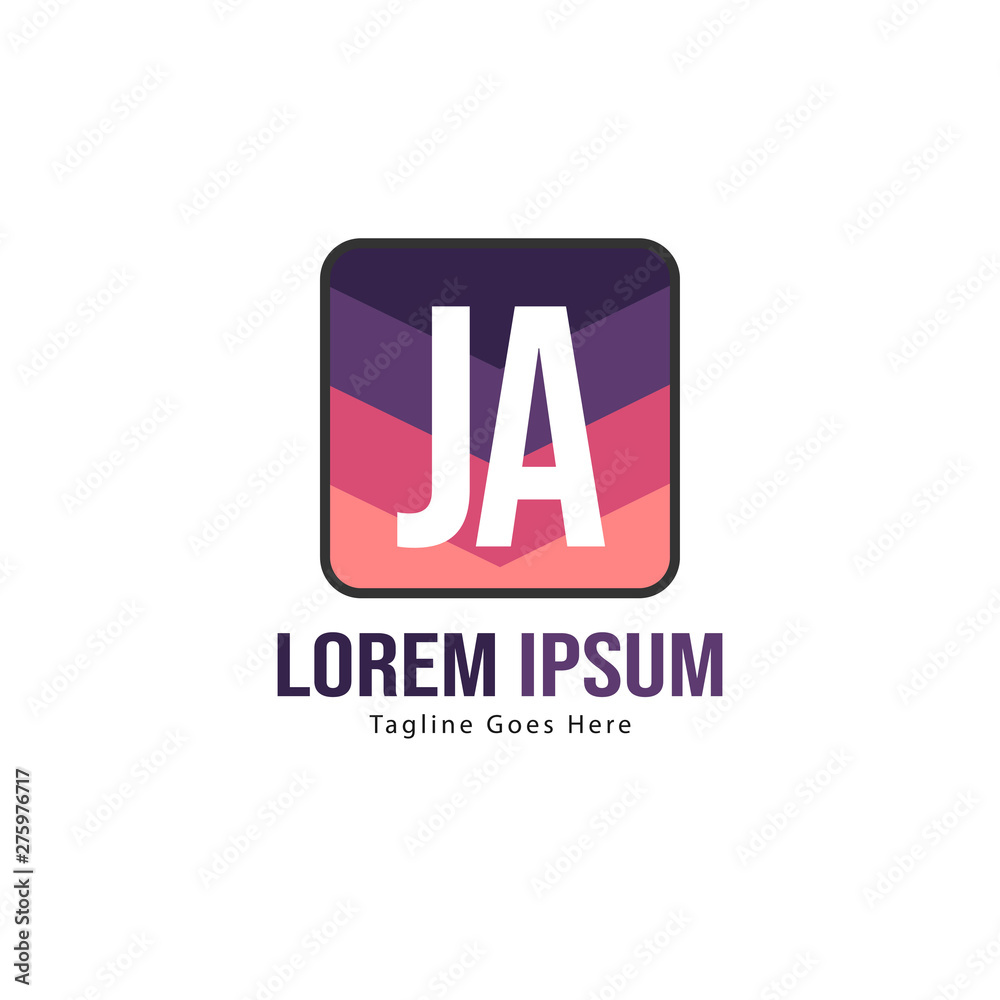 Initial JA logo template with modern frame. Minimalist JA letter logo vector illustration Initial JA logo template with modern frame. Minimalist JA letter logo vector illustration