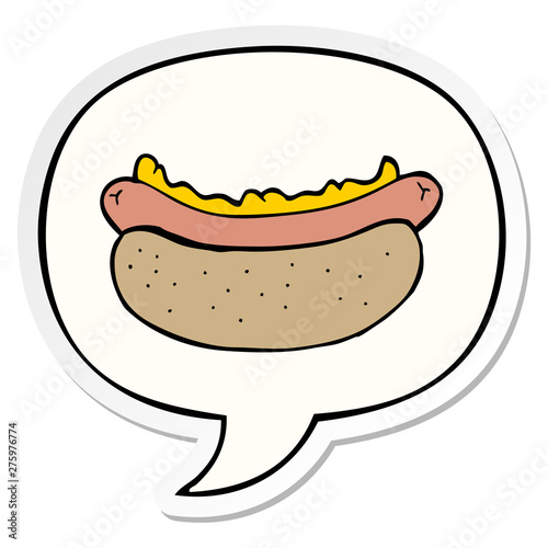 cartoon hotdog and speech bubble sticker