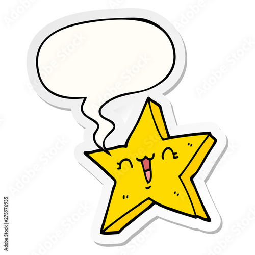 cute cartoon star and speech bubble sticker