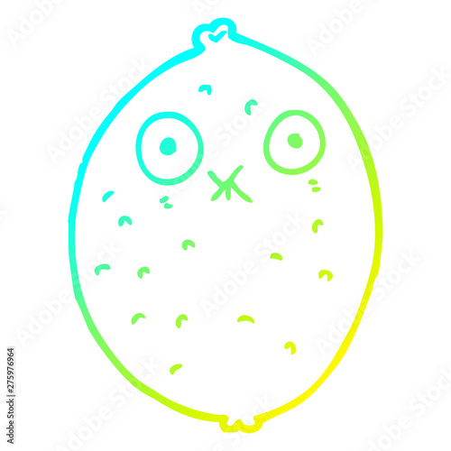 cold gradient line drawing cartoon bitter lemon