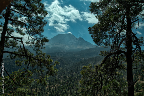 Active Popocatepetl volcano in Mexico