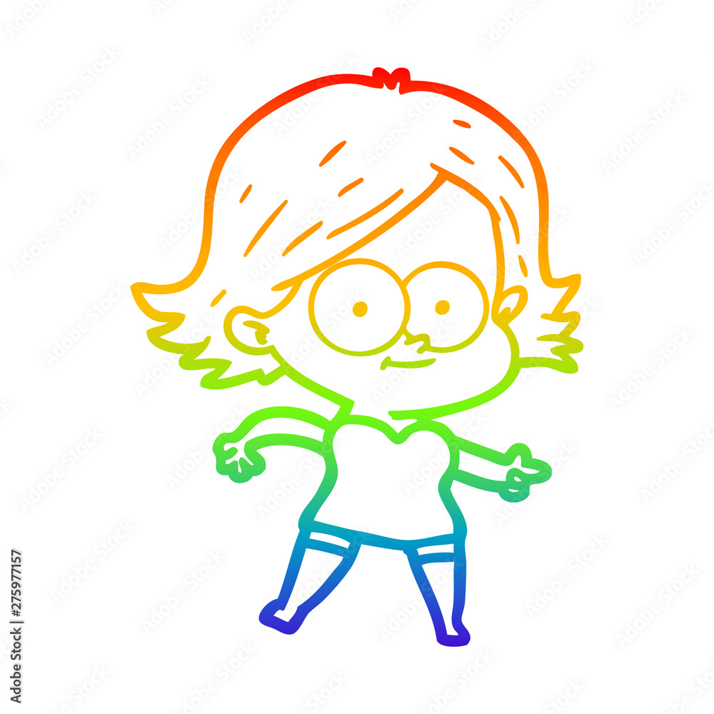 rainbow gradient line drawing happy cartoon girl rainbow gradient line drawing happy cartoon girl