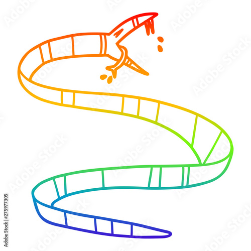 rainbow gradient line drawing cartoon poisonous snake