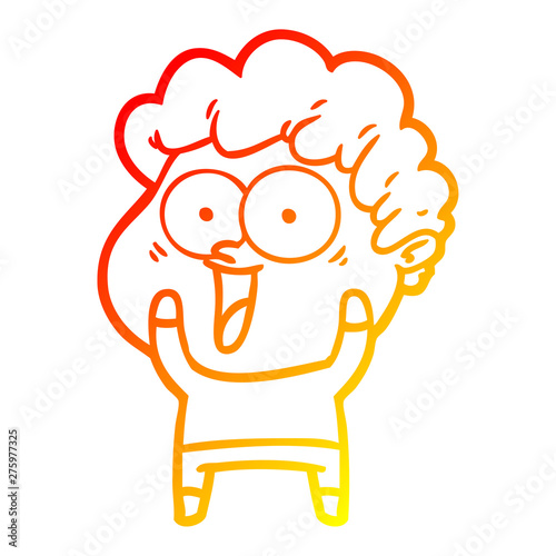 warm gradient line drawing cartoon happy man