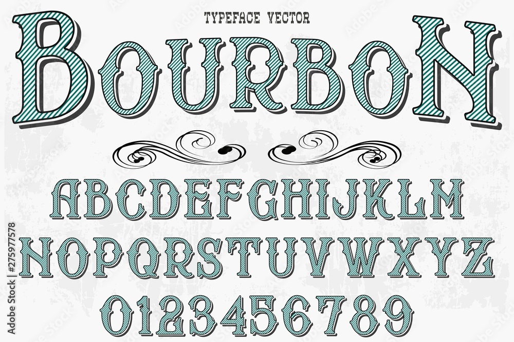 Retro Typography Vector Illustration.Outlined Typeface. - obrazy, fototapety, plakaty 