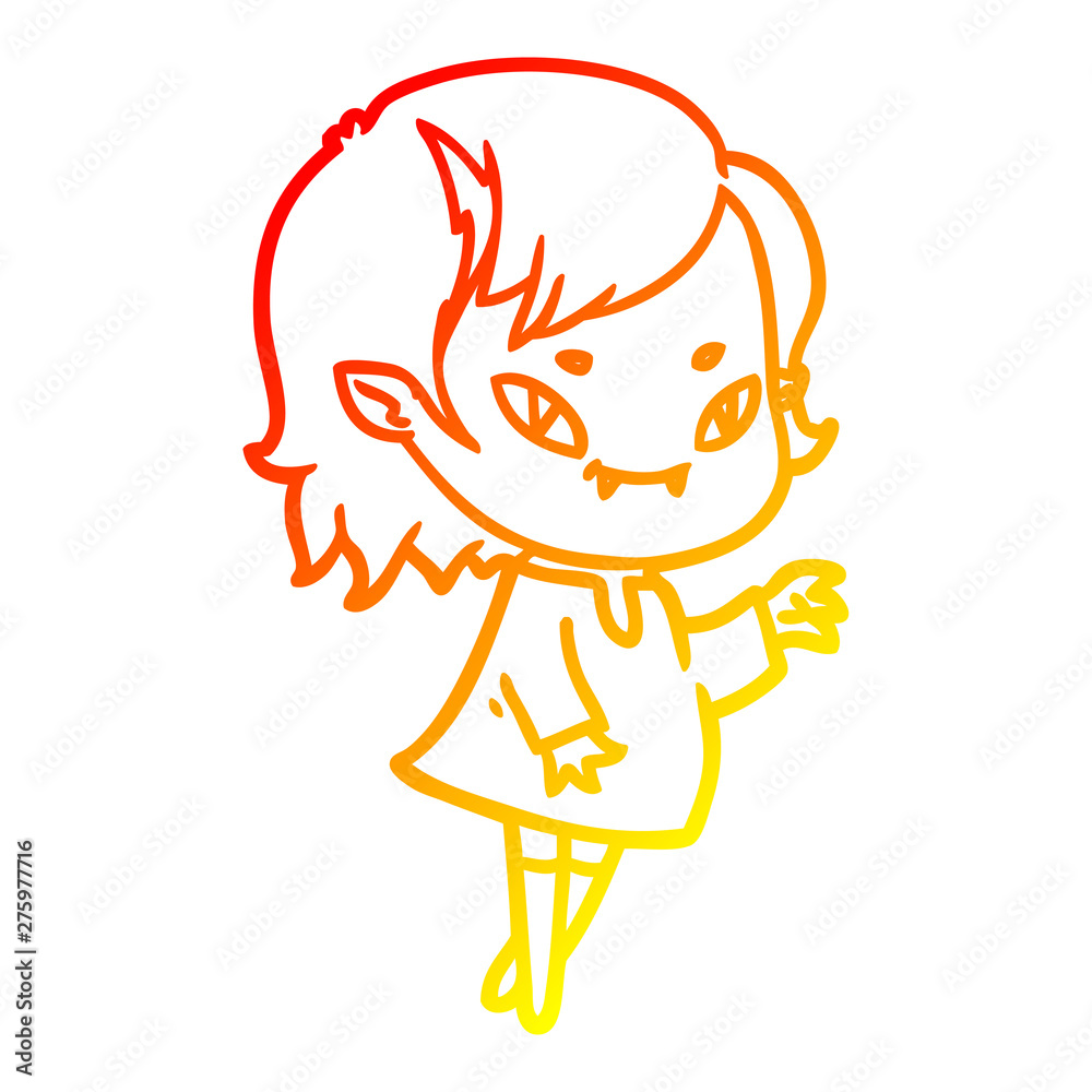 warm gradient line drawing cartoon friendly vampire girl warm gradient line drawing cartoon friendly vampire girl