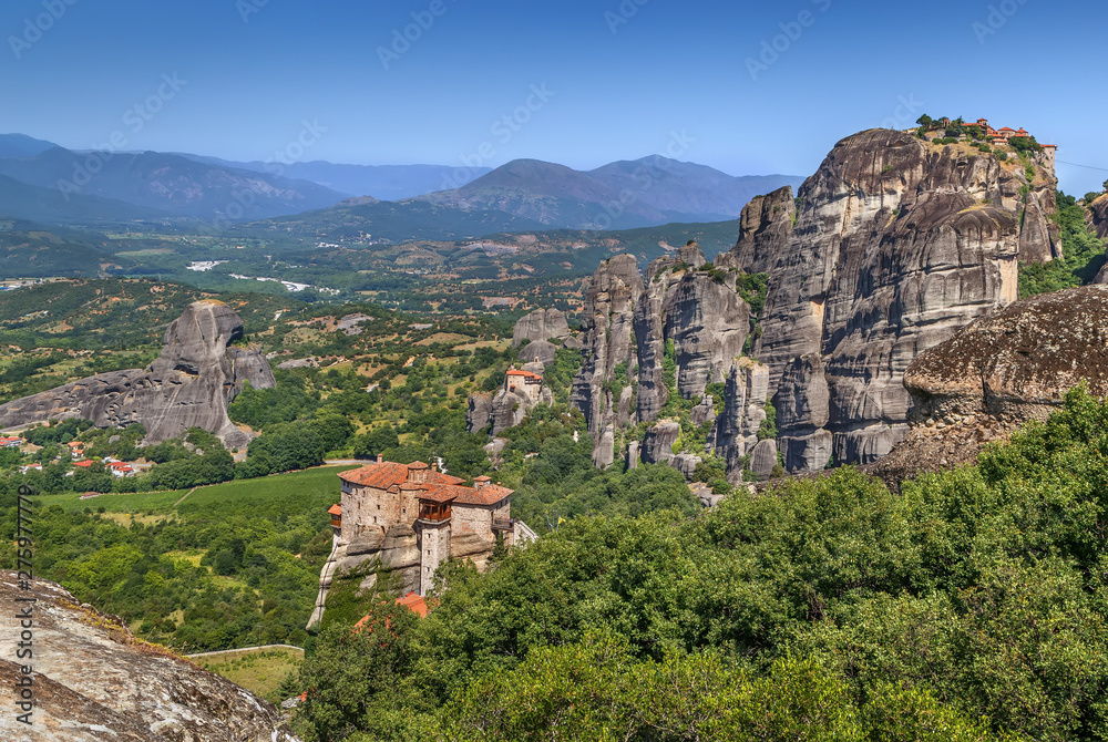Landscape with monasteres in Meteora, Greece