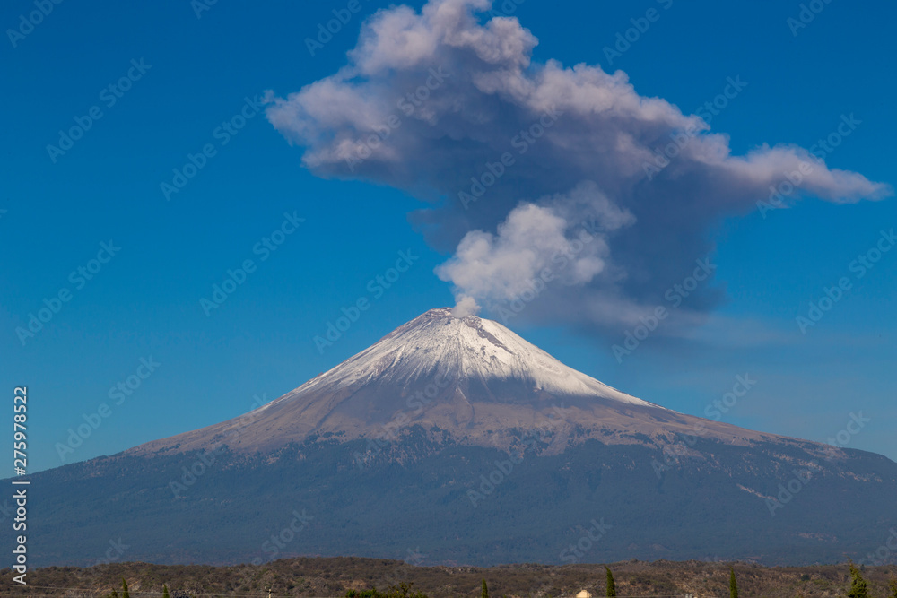 Active Popocatepetl volcano in Mexico,fumarole