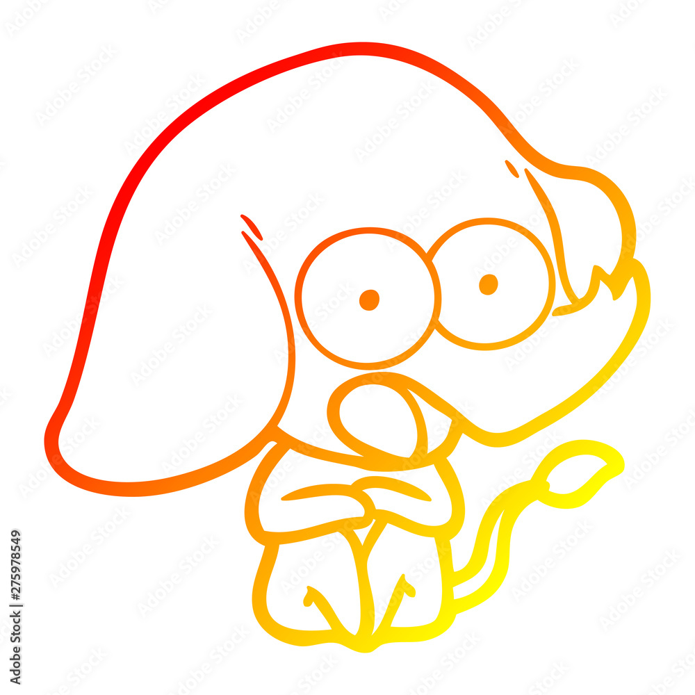 Obraz premium warm gradient line drawing cute cartoon elephant