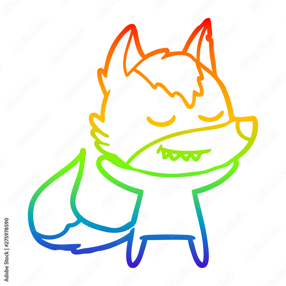 rainbow gradient line drawing friendly cartoon wolf rainbow gradient line drawing friendly cartoon wolf