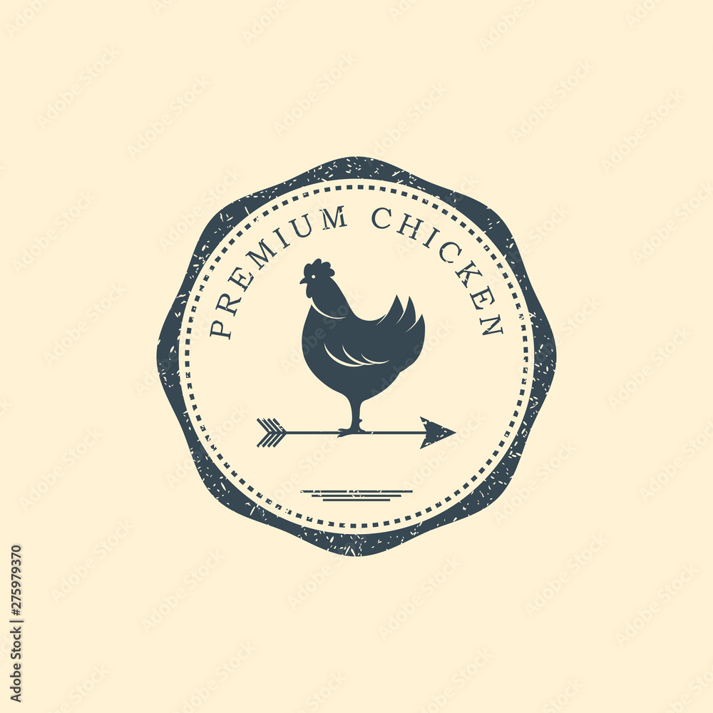 Premium chicken logo. Labels, badges and design elements. Retro style. Vector Illustration.