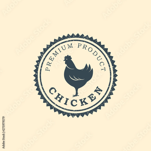 Premium chicken logo. Labels, badges and design elements. Retro style. Vector Illustration.