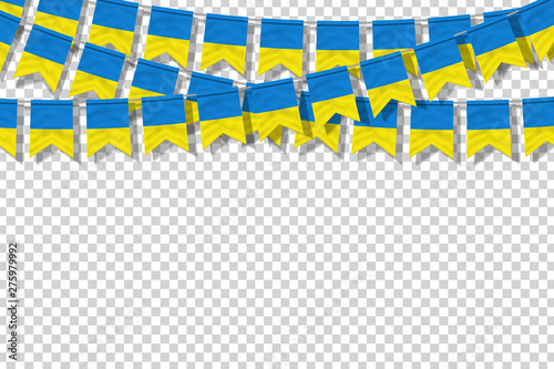 Vector realistic isolated party flags for Ukraine for template decoration on the transparent background. Concept of Ukraine Independence Day.