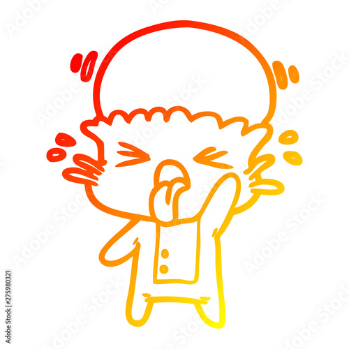 warm gradient line drawing disgusted cartoon alien