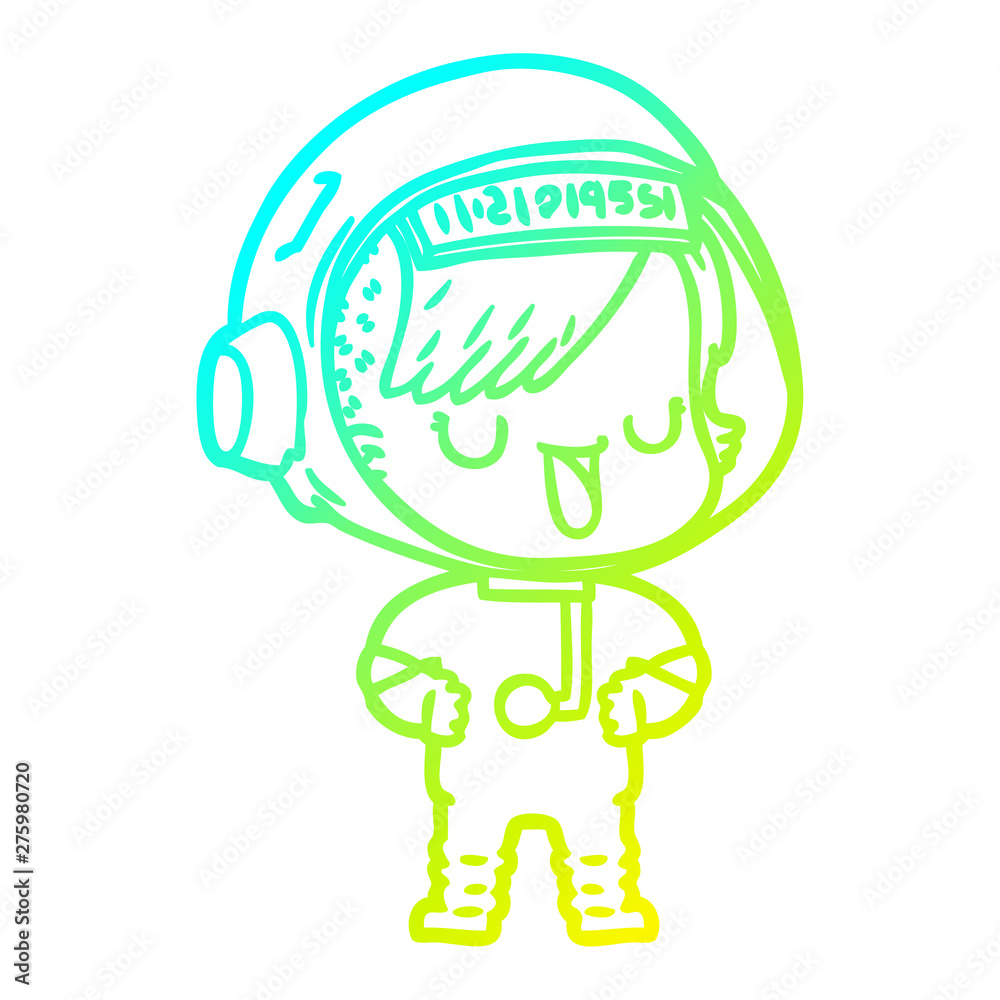 cold gradient line drawing cartoon astronaut woman cold gradient line drawing cartoon astronaut woman