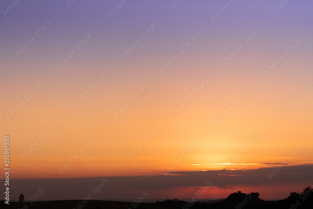 sky Sunset orange on the panoramic horizon