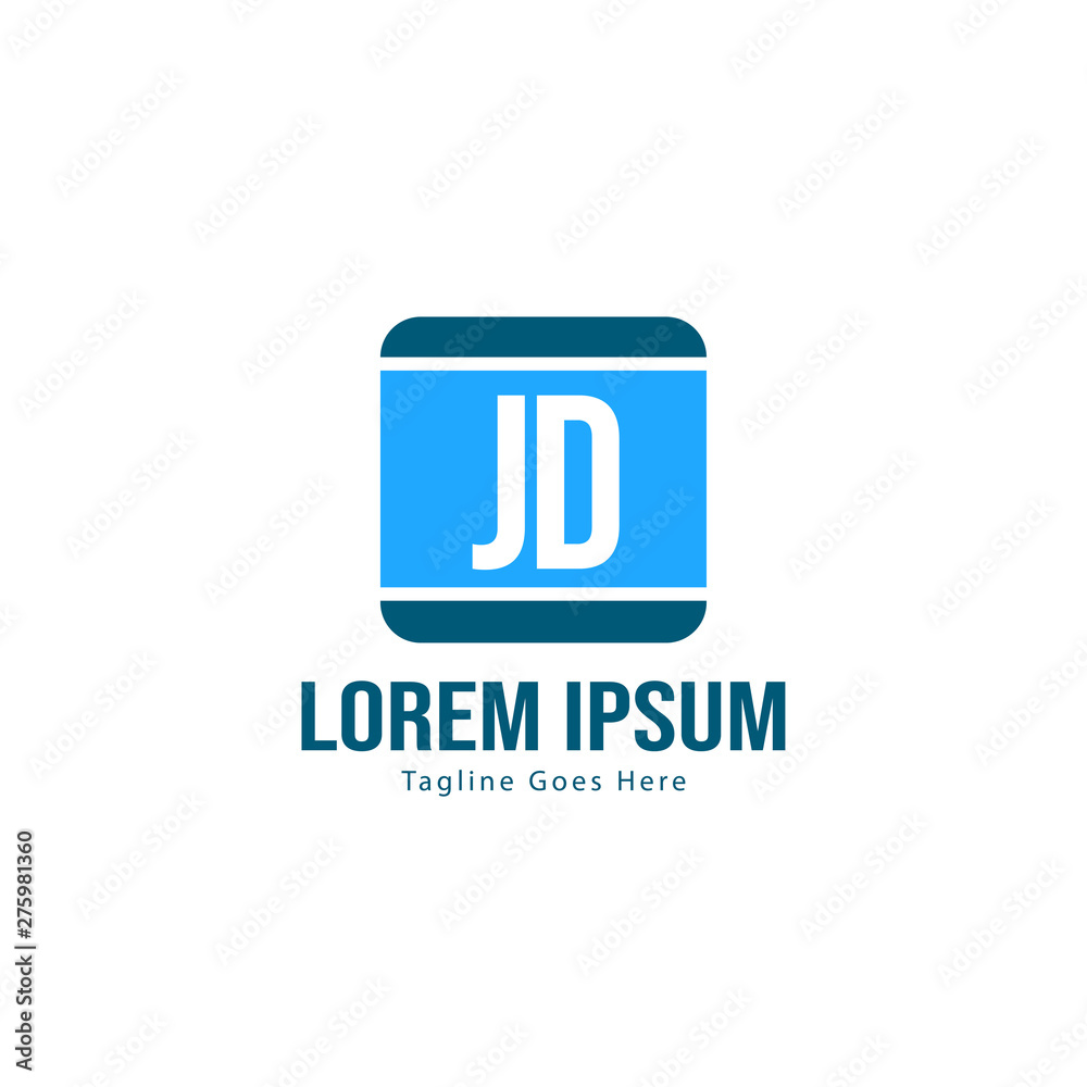 Initial JD logo template with modern frame. Minimalist JD letter logo vector illustration