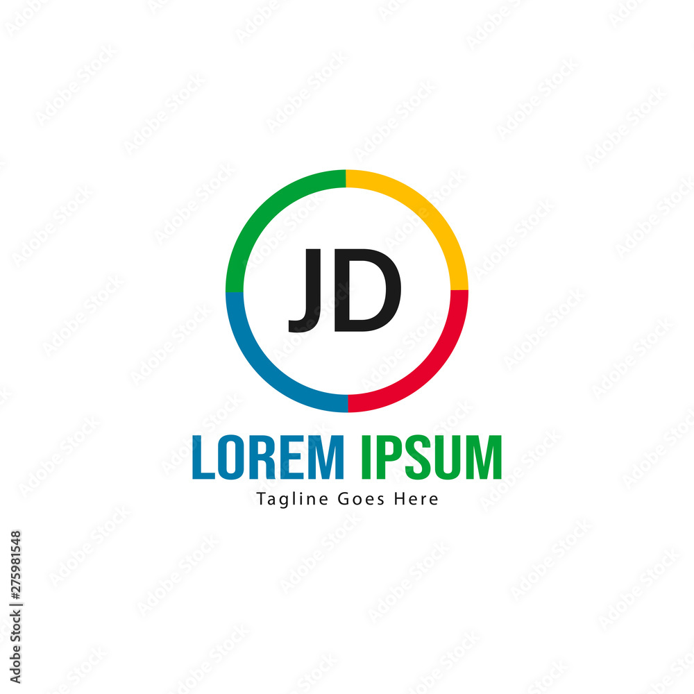 Initial JD logo template with modern frame. Minimalist JD letter logo vector illustration